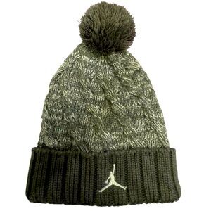 NIKE Air Jordan Juniors Grey Knit Pompom Beanie NEW!